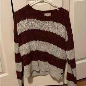 Maroon and Cream Striped Sweater